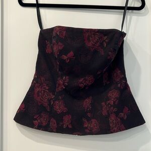 WHBM rose detail corset tube top